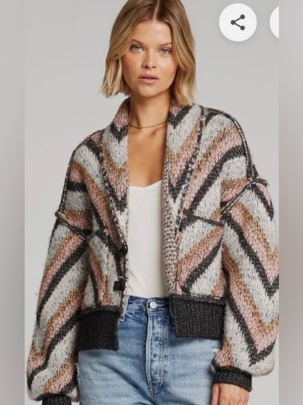 Saltwater Luxe Cain Sweater, featuring a striking multi-color zigzag knit patter